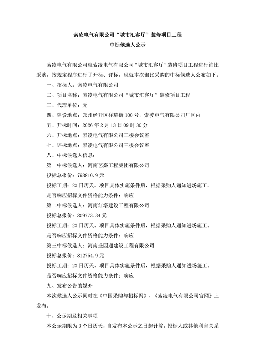 星空在线注册(中国)官方网站-注册登录
“城市汇客厅”装修项目工程 中标候选人公示
